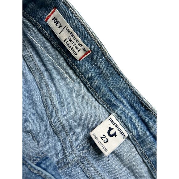 True Religion Women's Joey Denim Cutoff Denim Shorts in Blue Moon size 23 - Y2K - Picture 4 of 13